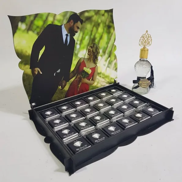 Gelin Damat Çikolatası Ahşap Kutu